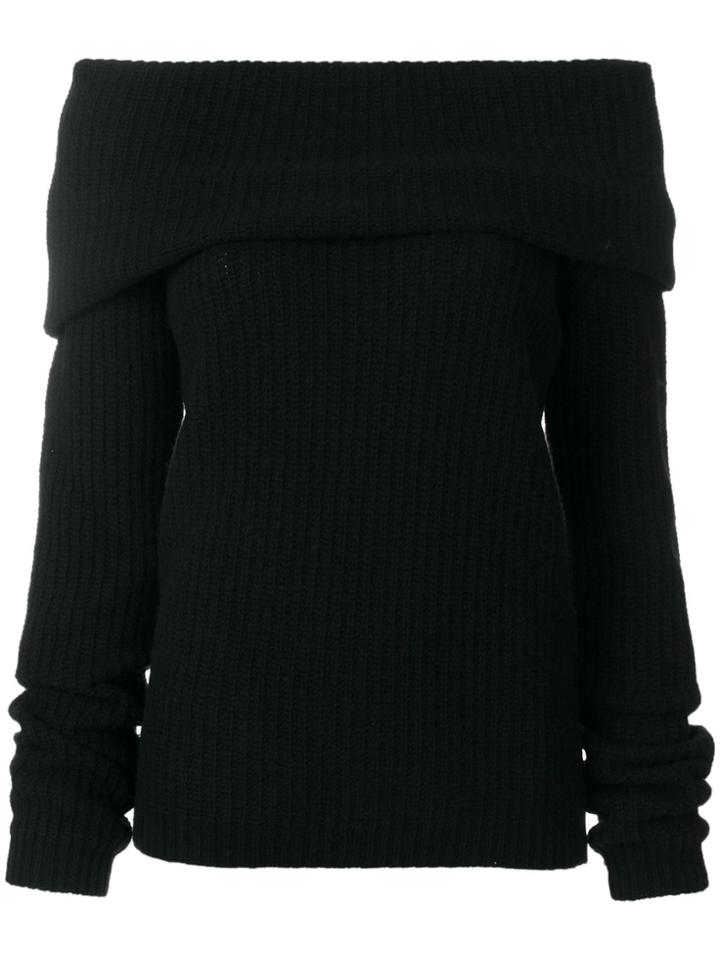 Msgm Open Neck Ribbed Sweater - Black