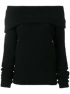 Msgm Open Neck Ribbed Sweater - Black