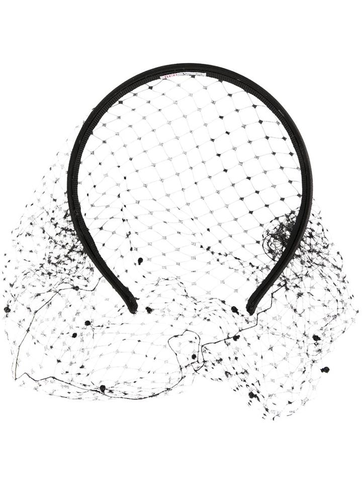 Red Valentino - Net Detail Headband - Women - Cotton/viscose - One Size, Black, Cotton/viscose