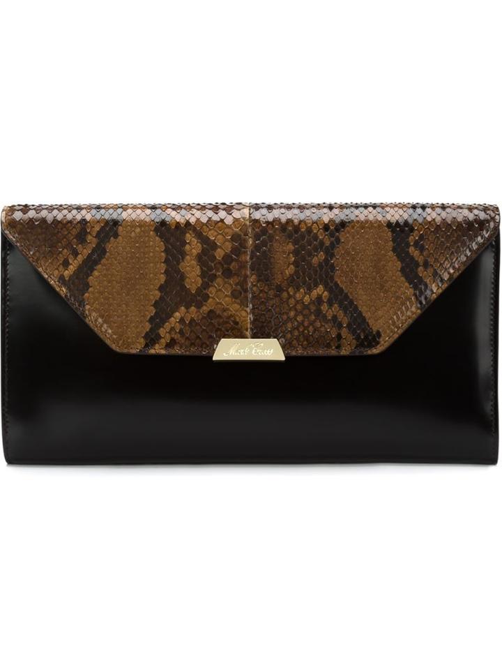 Mark Cross Envelope Clutch, Women's, Brown, Calf Leather/snake Skin/leather