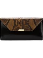Mark Cross Envelope Clutch, Women's, Brown, Calf Leather/snake Skin/leather