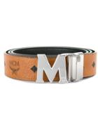 Mcm Logo Print Belt - Neutrals