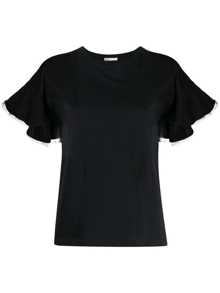 Red Valentino Red(v) Ruffled Short-sleeved T-shirt - Black