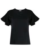 Red Valentino Red(v) Ruffled Short-sleeved T-shirt - Black