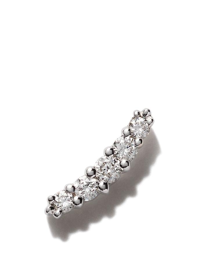 Stone Paris 18kt White Gold Line Button Diamond Earring
