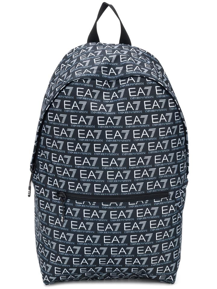 Ea7 Emporio Armani Logo Print Backpack - Black