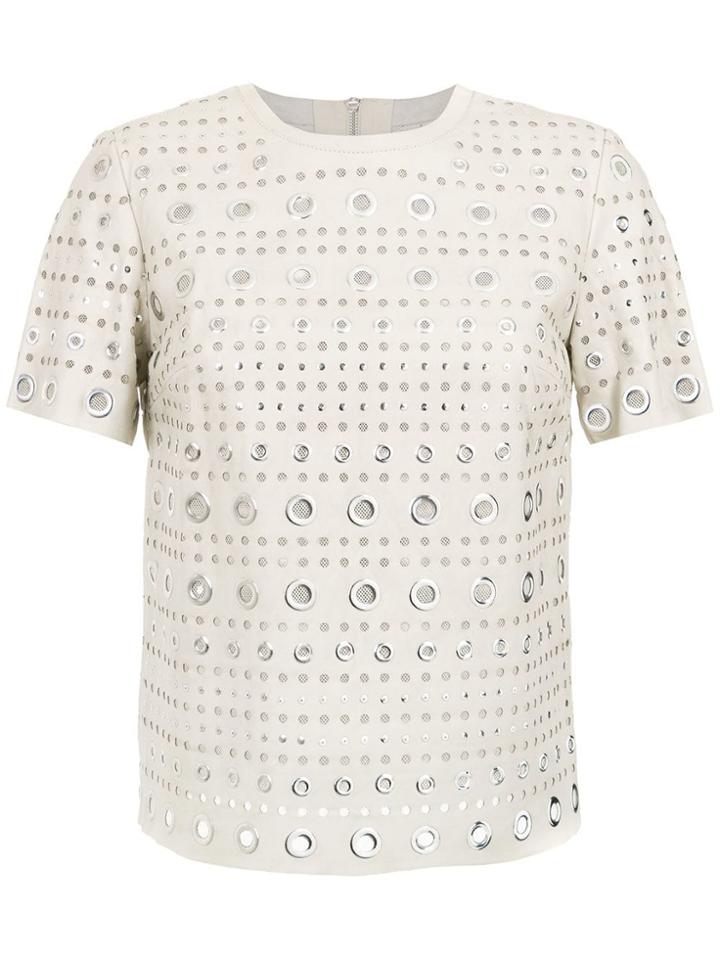 Nk Leather Top With Eyelet Details - Grey