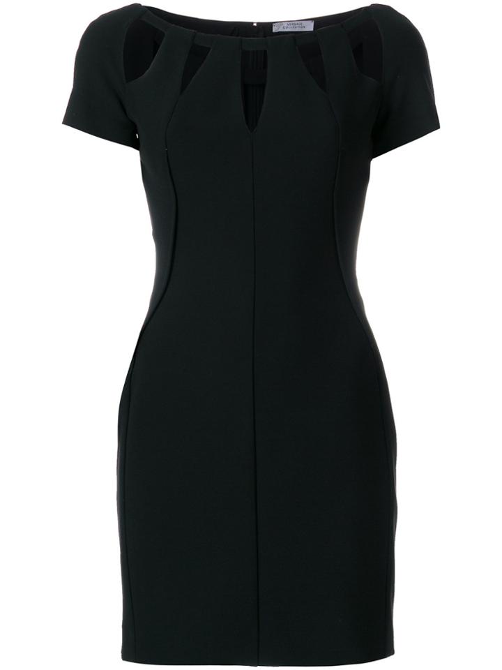 Versace Collection Panelled Cut-out Mini Dress - Black