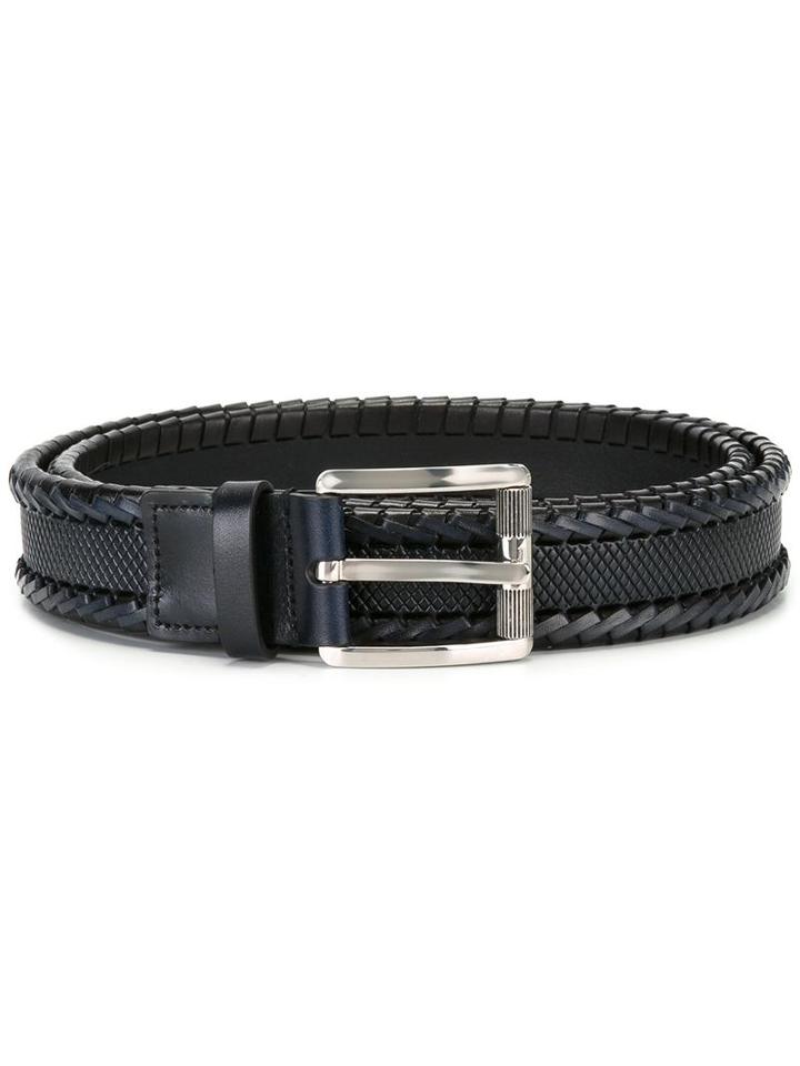 Salvatore Ferragamo Textured Belt, Men's, Size: 110, Black, Calf Leather