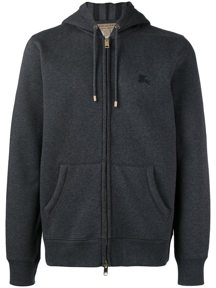Burberry Zip-up Hoodie, Men's, Size: Large, Grey, Cotton/polyester