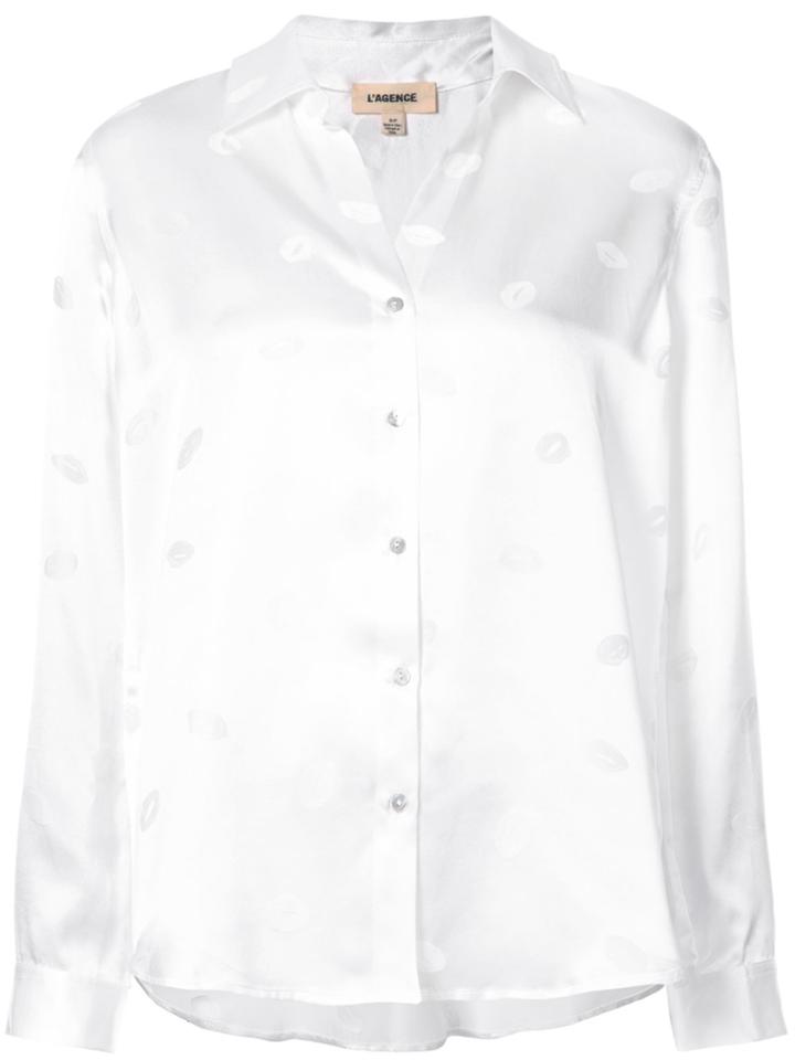 L'agence Lip Print Blouse - White