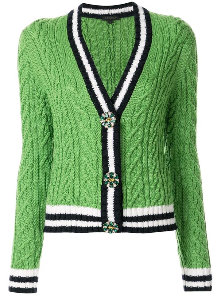 Escada Contrast Stripe Cardigan - Green