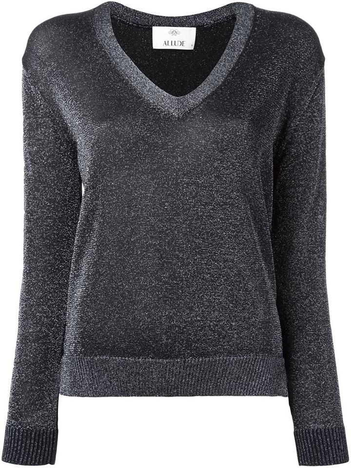 Allude V-neck Jumper, Women's, Size: Small, Blue, Nylon/polyester