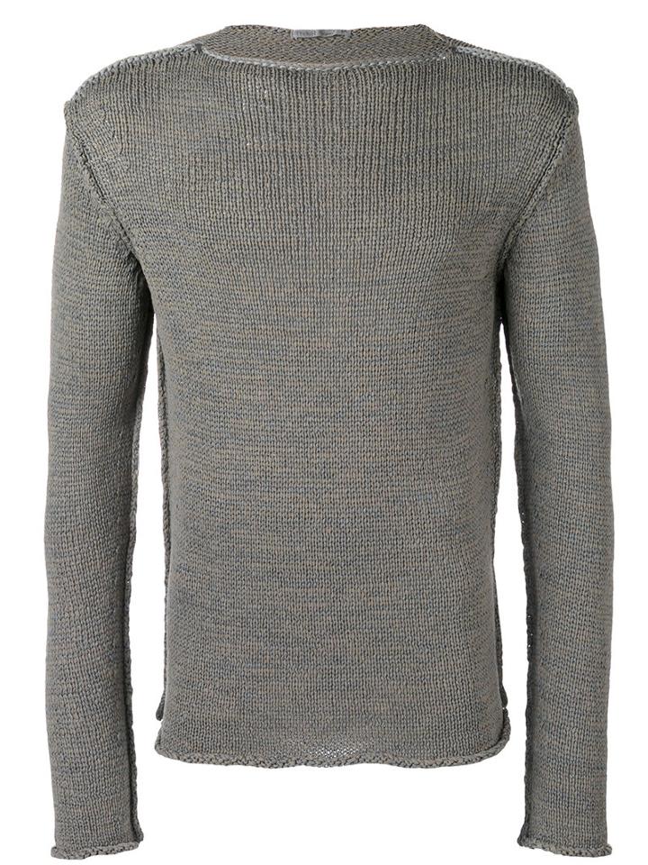 Transit Ribbed Detail Jumper, Men's, Size: 50, Grey, Cotton/nylon