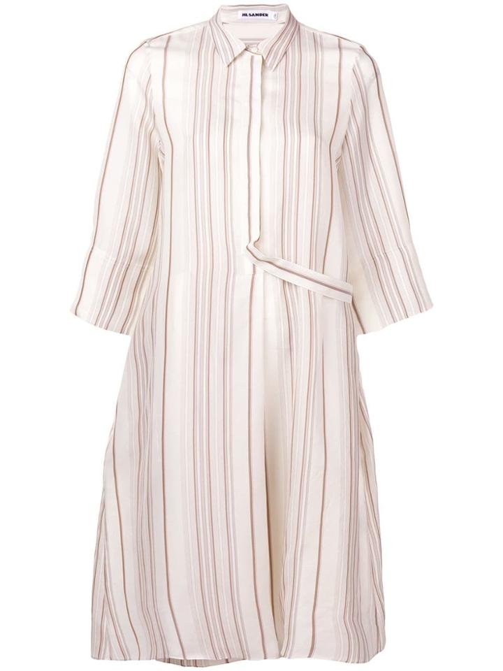 Jil Sander Striped Shirt Dress - Neutrals
