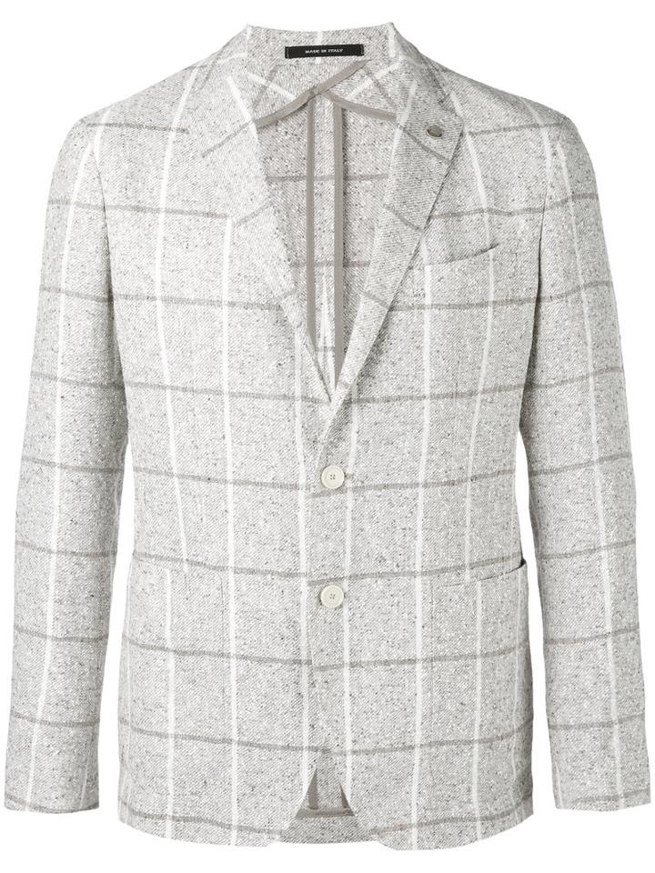 Tagliatore - Large Check Blazer - Men - Linen/flax/polyamide/cupro - 52, Nude/neutrals, Linen/flax/polyamide/cupro