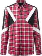 Neil Barrett Checked Patch Detail Shirt, Men's, Size: 40, Red, Cotton