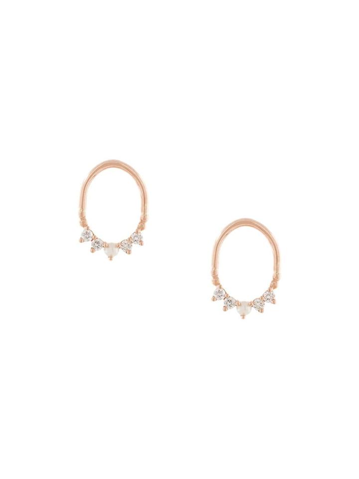 Natalie Marie 14kt Rose Gold Mahina Diamond And Pearl Studs