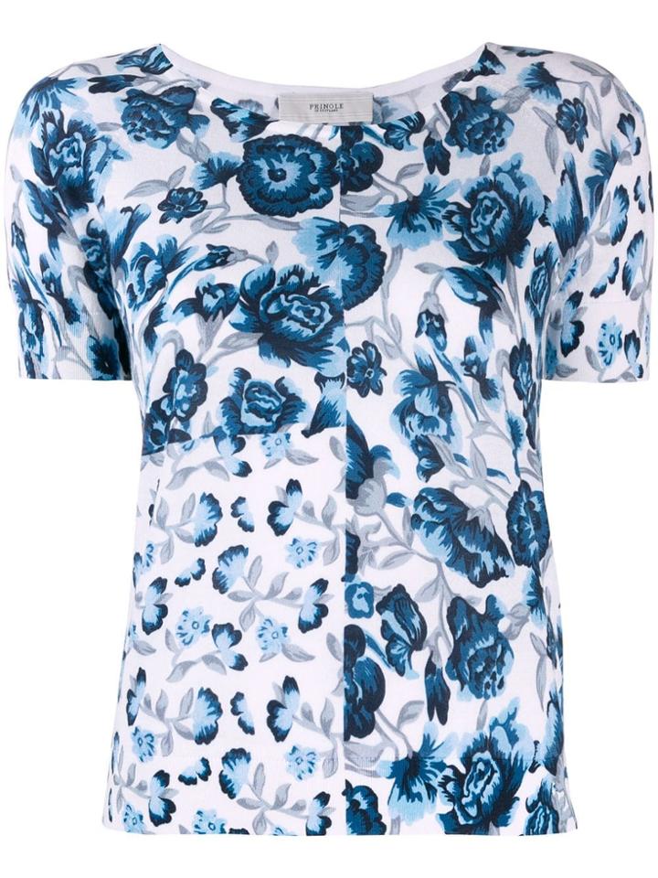 Pringle Of Scotland Multi Floral Print T-shirt - Blue