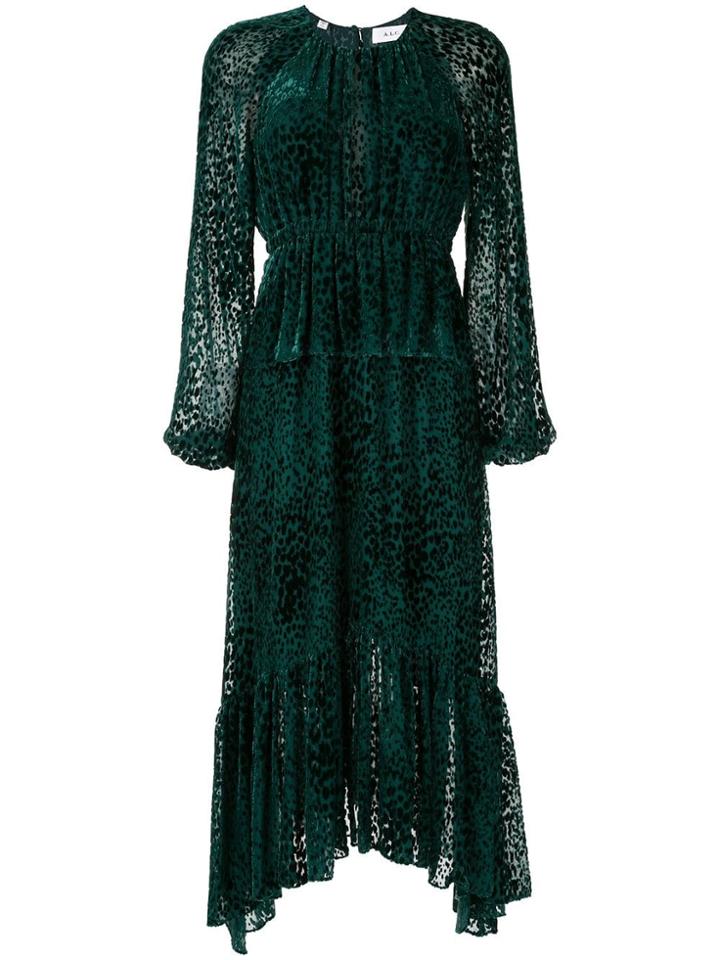 A.l.c. Leopard Print Devoré Midi Dress - Green