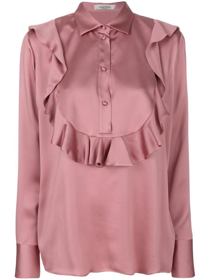 Valentino Bib Blouse With Frill - Pink & Purple