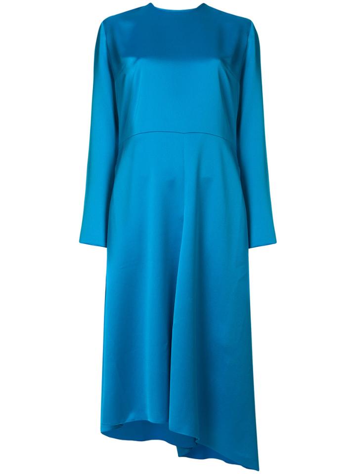 Msgm Asymmetric Hem Bow-back Dress - Blue