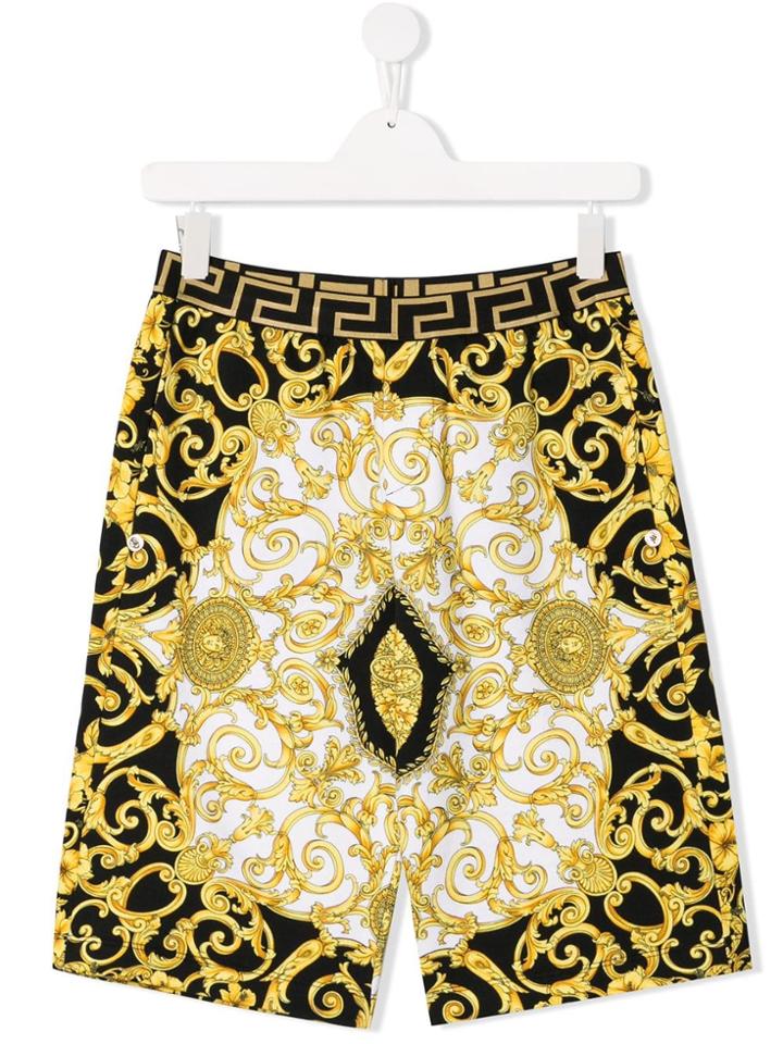 Young Versace Teen Baroque Print Shorts - Black