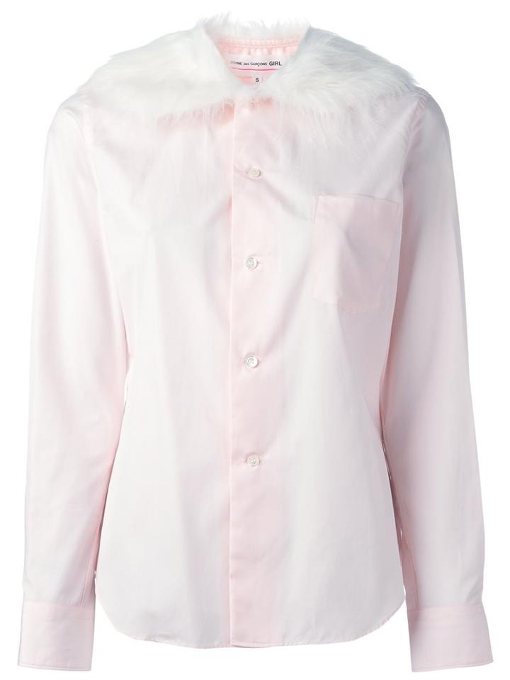 Comme Des Garçons Girl Fur Collar Shirt, Size: Xs, Pink/purple, Cotton/acrylic/polyester