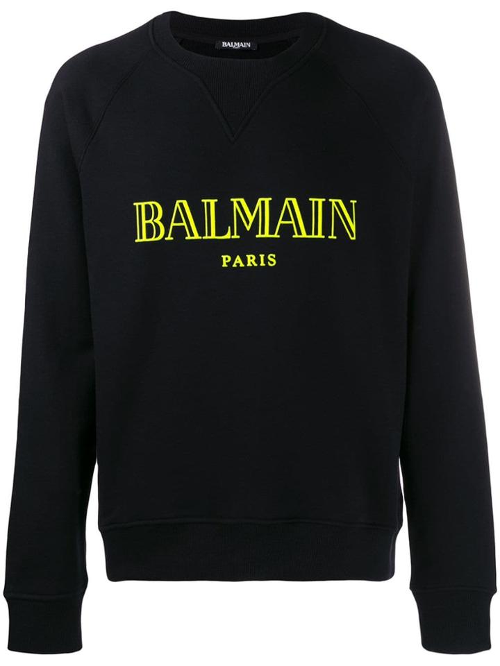 Balmain Logo Crew Neck Sweatshirt - Black