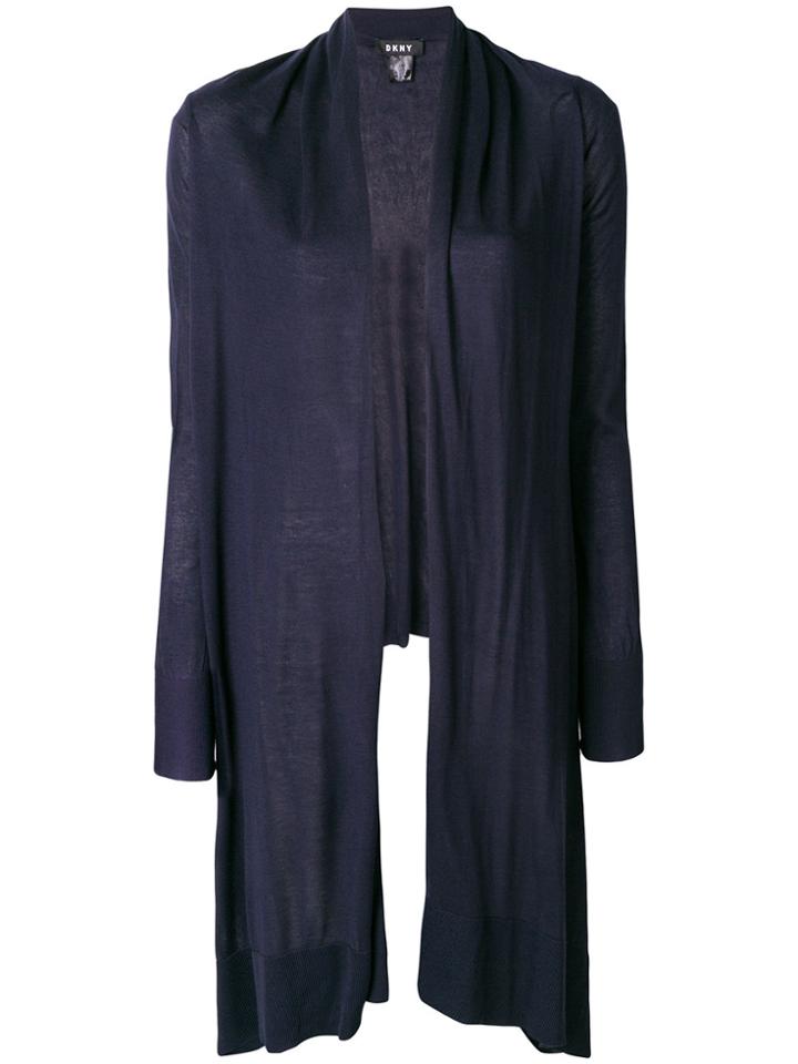 Dkny Long Fine-knit Cardigan - Blue