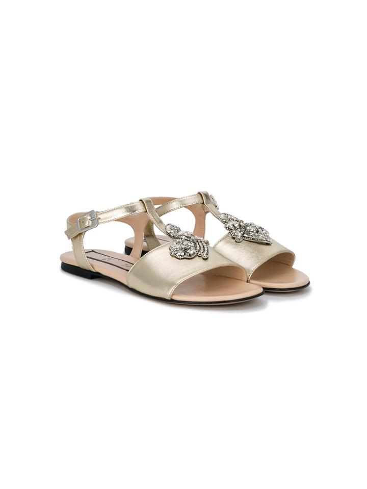 No21 Kids Teen Embellished Sandals - Nude & Neutrals