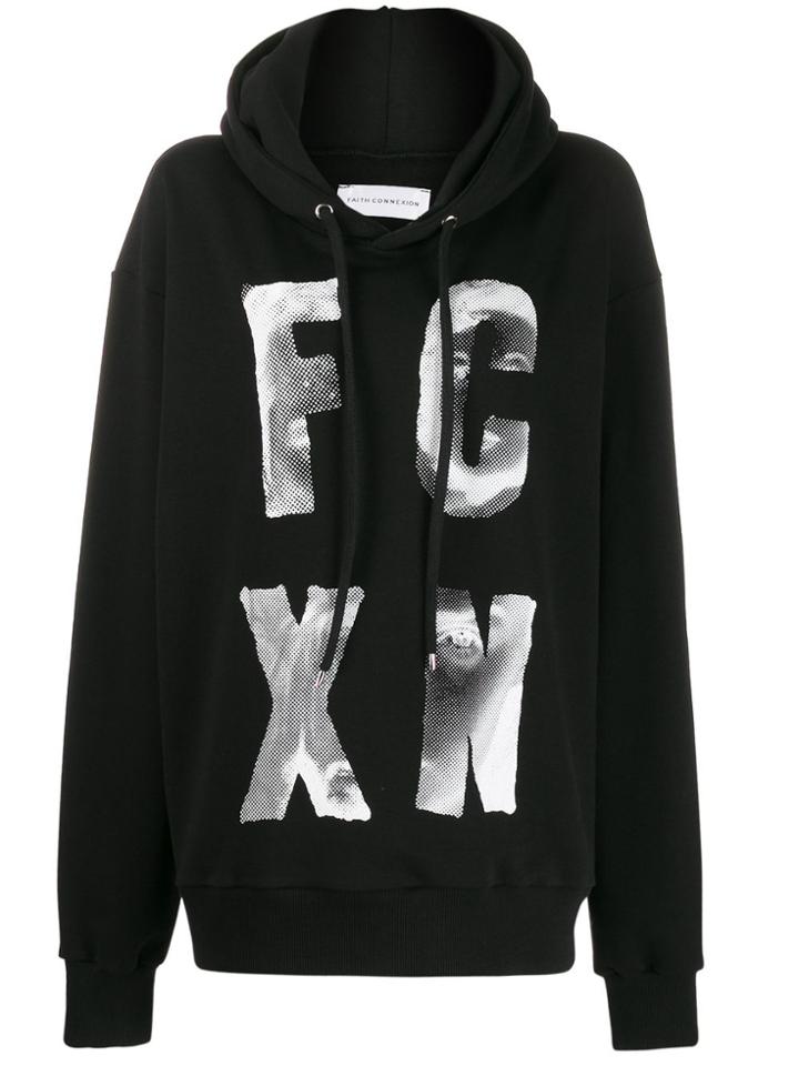Faith Connexion Stylized Logo-print Hoodie - Black