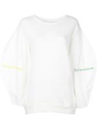Water - Embroidered Puff-sleeve Sweatshirt - Women - Cotton - M, White, Cotton