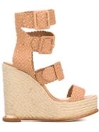 Paloma Barceló Double Ankle Strap Wedge Sandals, Women's, Size: 38, Pink/purple, Calf Leather/leather
