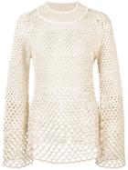 Proenza Schouler Lurex Open Stitch Mockneck Top - Metallic