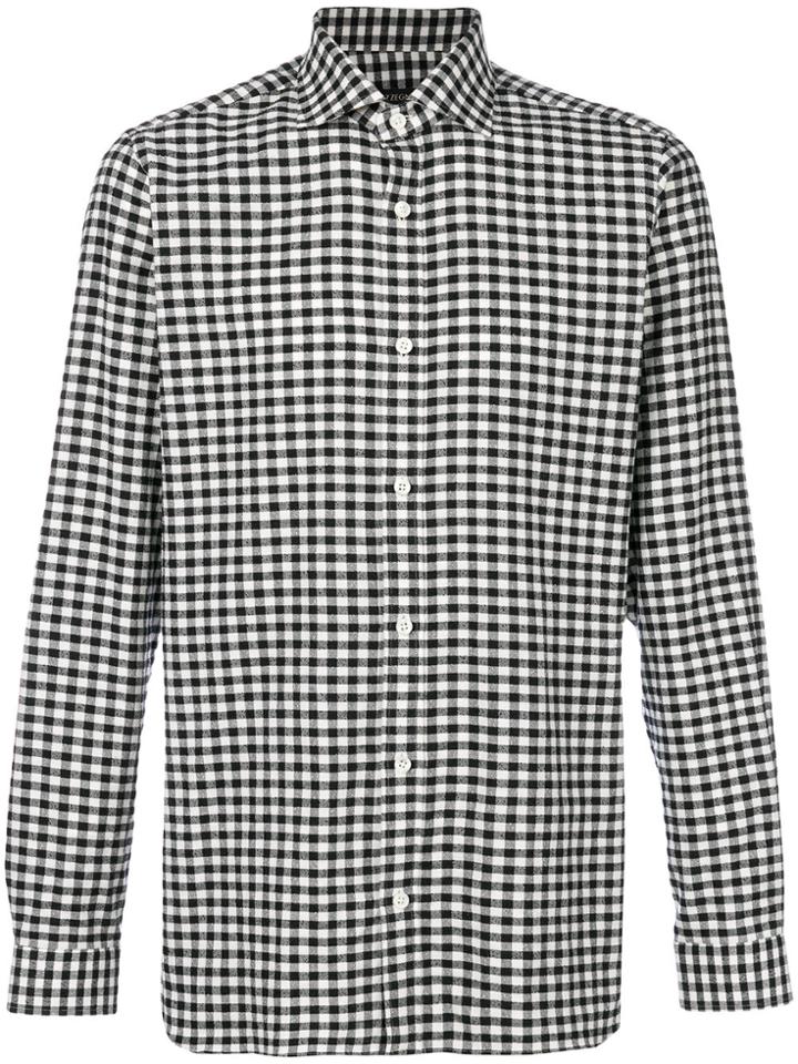 Z Zegna Gingham Check Shirt - Black