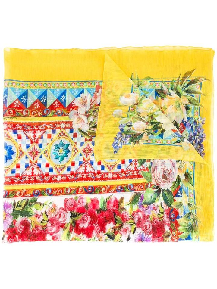 Dolce & Gabbana Mambo Print Scarf, Yellow, Silk