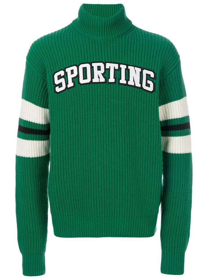 Msgm Sporting Patch Turtleneck Jumper - Green