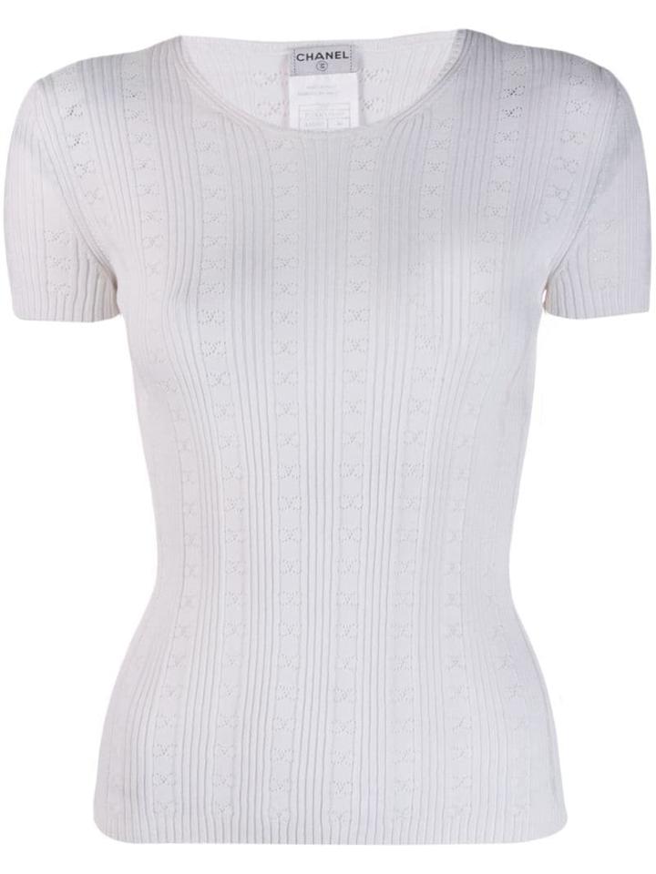 Chanel Pre-owned 2005's Perforated Cc Knitted Top - White