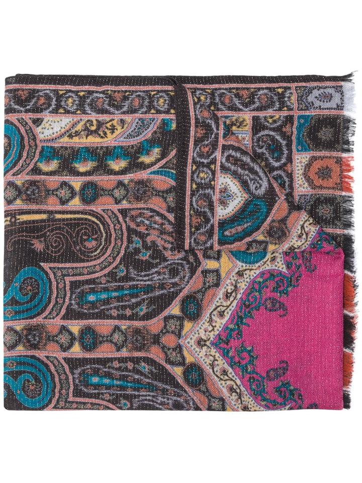 Etro Frayed Edge Scarf - Black