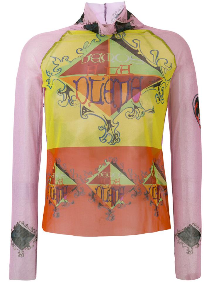 Ottolinger Sheer Printed Blouse - Pink & Purple