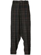 Uma Wang Checked Drop Crotch Trousers - Brown
