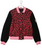 Nº21 Kids Teen Leopard Print Bomber Jacket - Black