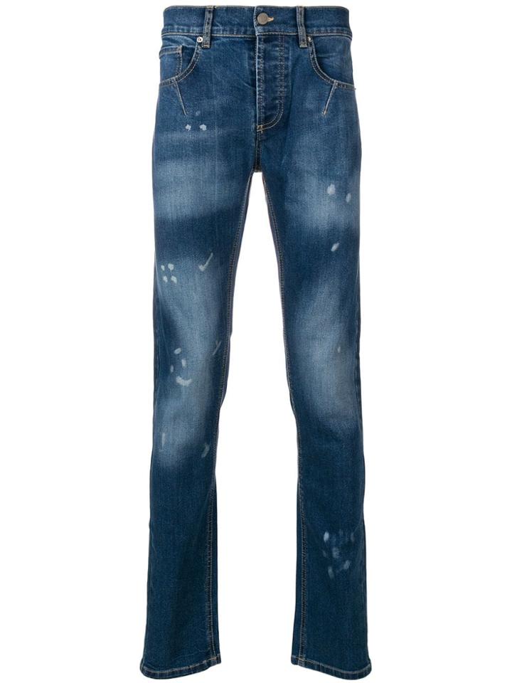 Les Hommes Urban Bleached Detail Slim-fit Jeans - Blue