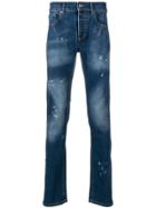 Les Hommes Urban Bleached Detail Slim-fit Jeans - Blue