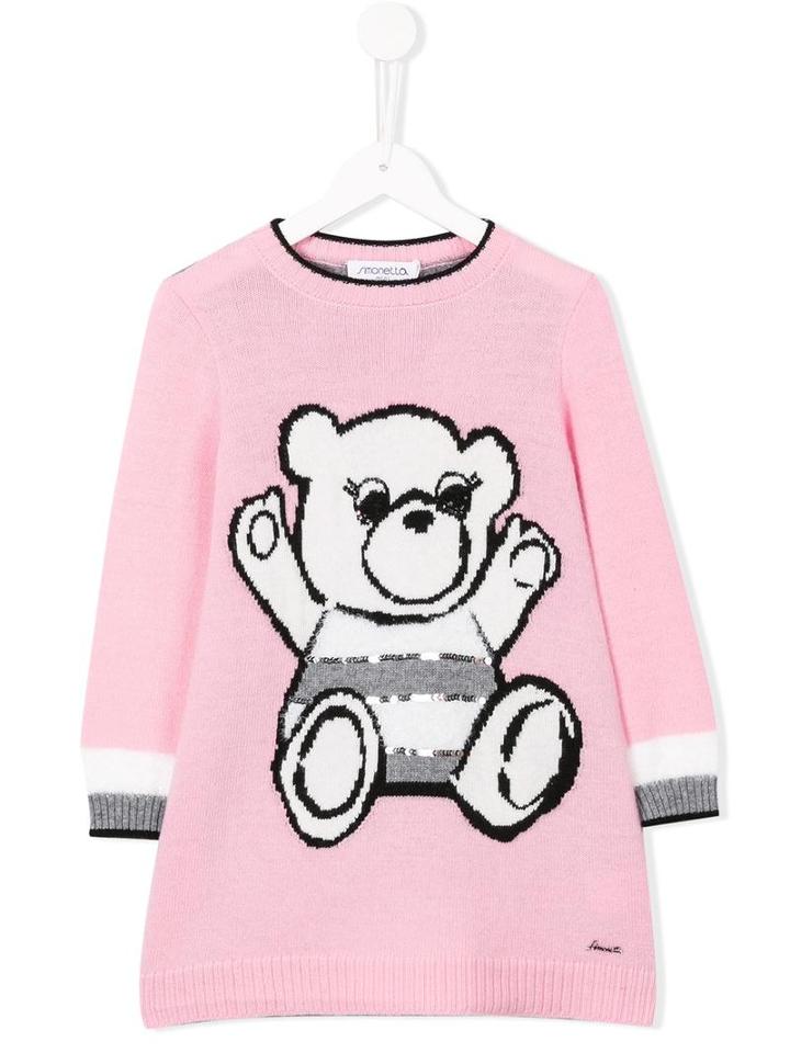 Simonetta Mini Bear Intarsia Knitted Dress, Toddler Girl's, Size: 2 Yrs, Pink/purple