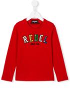 Dsquared2 Kids Embellished Rebel Print Sweatshirt, Girl's, Size: 8 Yrs, Red