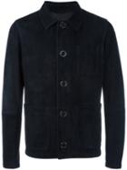 Drome Button Up Bomber Jacket, Men's, Size: 50, Blue, Lamb Nubuck Leather