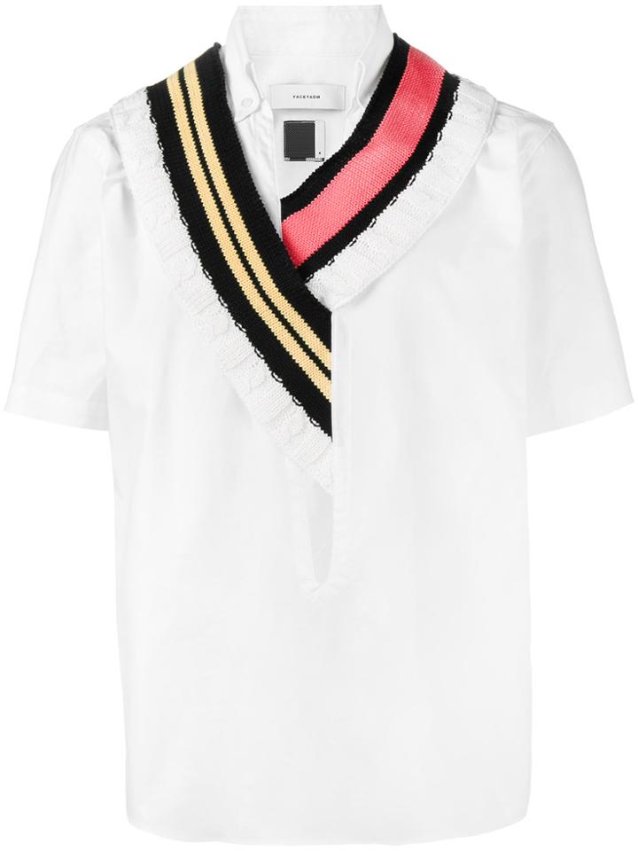 Facetasm Knitted Collar Shirt - White