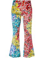 Ultràchic - Printed Flared Cropped Trousers - Women - Cotton/spandex/elastane - 44, Red, Cotton/spandex/elastane